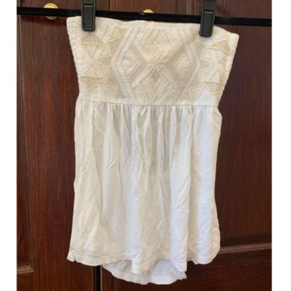 White Strapless Beaded American Eagle Outfitters Tank Top [Small]